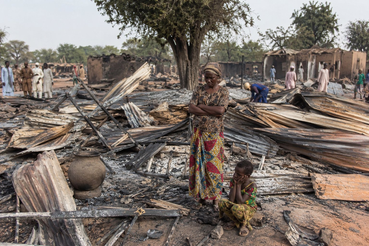 Villages burned to ash