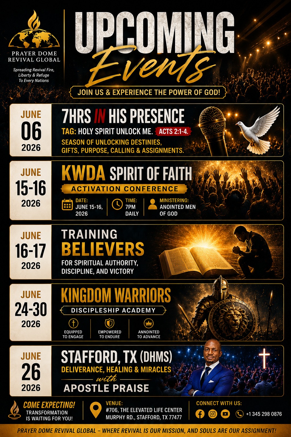 Prayer Dome Revival Global — Upcoming Events June 2026