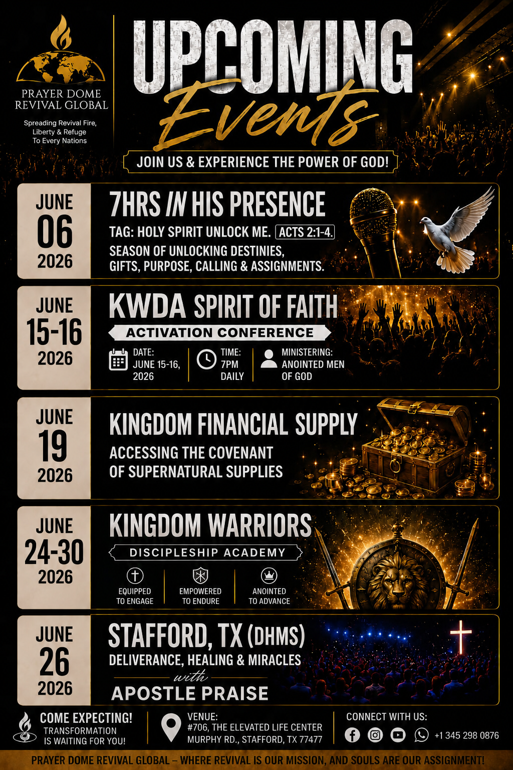 Prayer Dome Revival Global — Upcoming Events June 2026